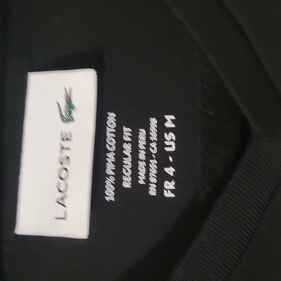Lacoste 100% Cotton Mens Black V Neck Short Sleeve T-Shirt in size US Medium - Picture 2 of 4